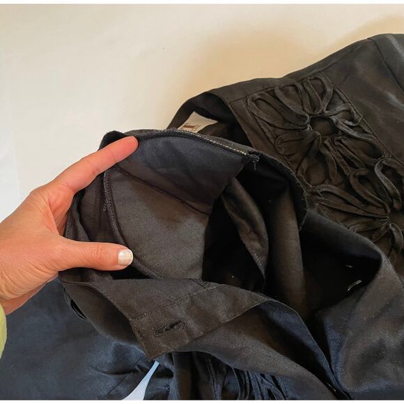 Night Studio Black Linen Floral Embroidered 3/4 Sleeve Blazer, Size 18 - Picture 6 of 13